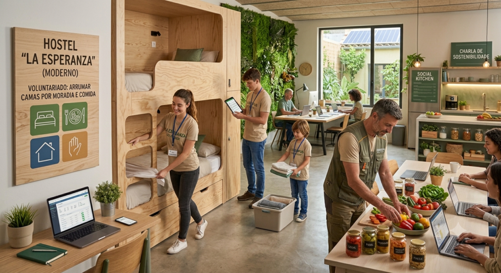 trabalho voluntário em hostel 